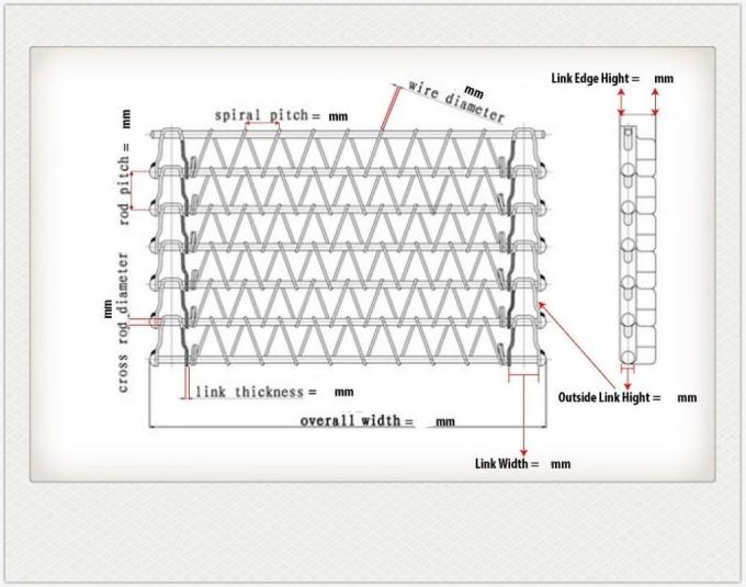 400mm 500mm Metaaldraad Mesh Conveyor Flat Flex Belt met Ketting 1