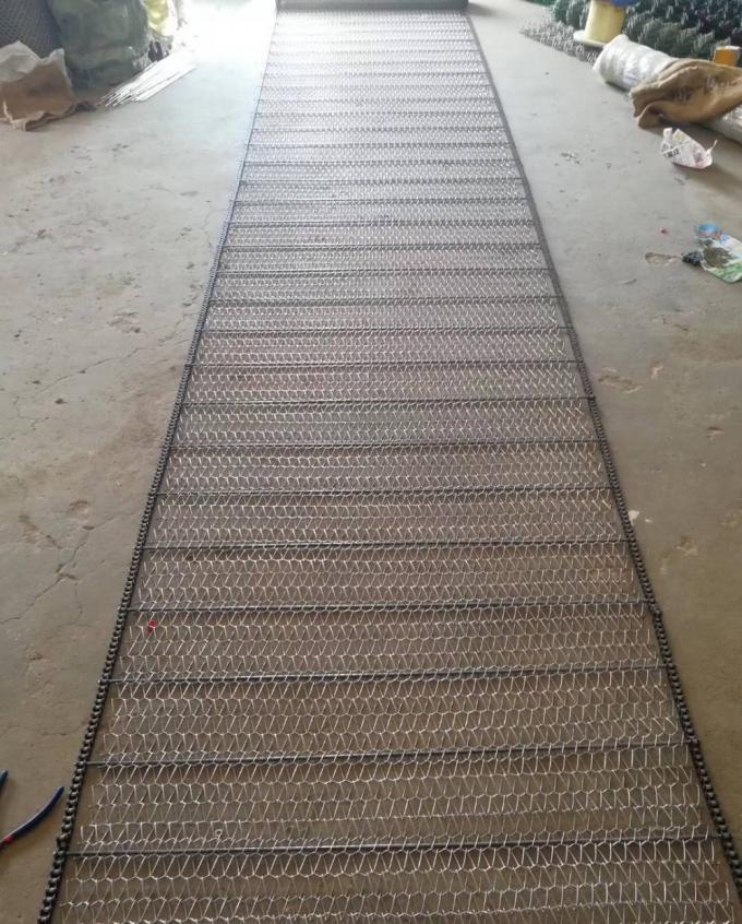 400mm 500mm Metaaldraad Mesh Conveyor Flat Flex Belt met Ketting 8